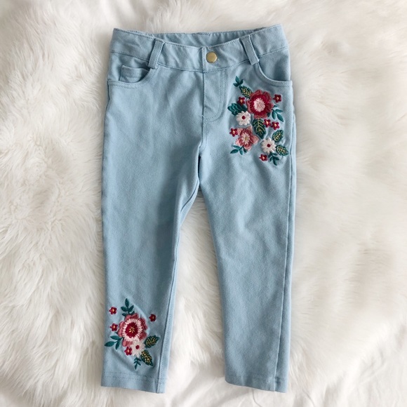 Other - Floral embroidery toddler pants